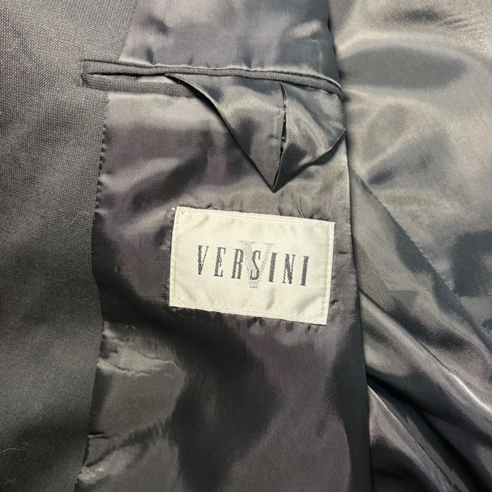 VTG Versini Mens Black 100% Wool 3 Button Blazer‎ Sport Coat Jacket 46R Classic